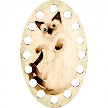 Lonjew Siamese Cat Illustration Themed Wooden Art Painted Thread Embroidery Separator LLZ-005(М-4)