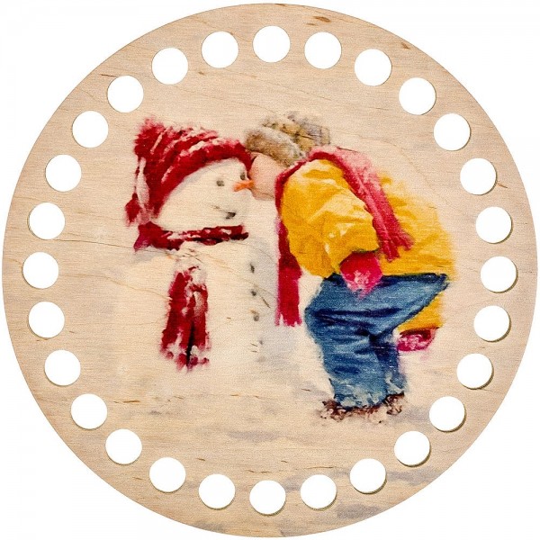 Lonjew Snowman and Child Themed Designed Wooden Thread Organizer LLZ-002(М-6) 