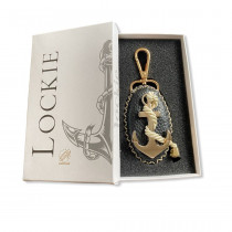 LOCKIE Genuine Leather Keychain, Handmade Anchor Key Chain with Clip Fob Ring (Black)