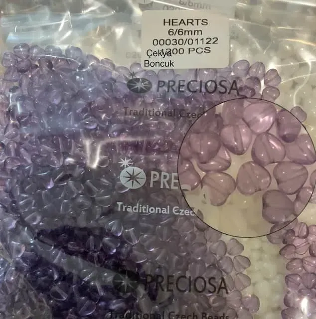 Preciosa Heart Beads 00030-01122 6/6mm 100 Pcs