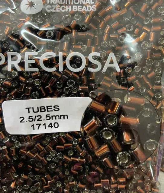 Preciosa Tubes Beads 17140 2.5x2.5mm 3.5 Oz