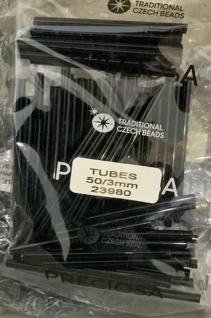 Preciosa Tubes Beads 23980 50x3mm 3.5 Oz