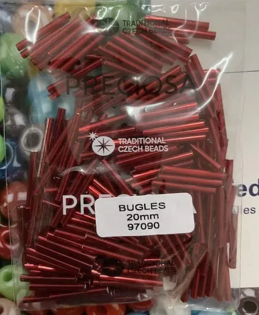 Preciosa Bugles Beads 97090 20mm 3.5 Oz