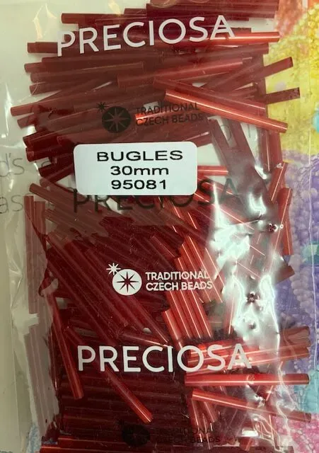 Preciosa Bugles Beads 95081 30mm 3.5 Oz