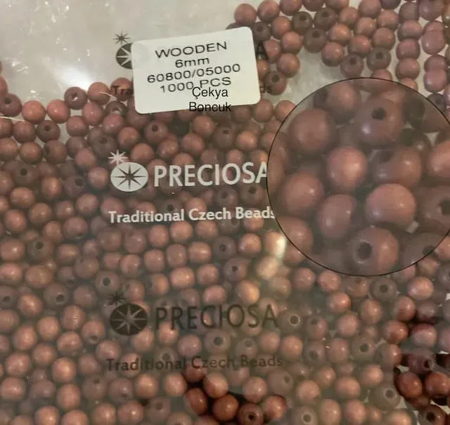 Preciosa Wooden Beads 60800-05000 6mm 50 Pcs