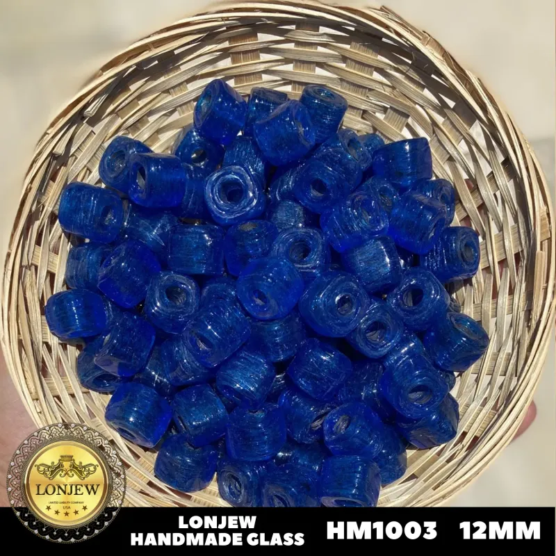 Lonjew Handmade Glass Beads Persian Blue HM1003 Square 10Pcs 12mm