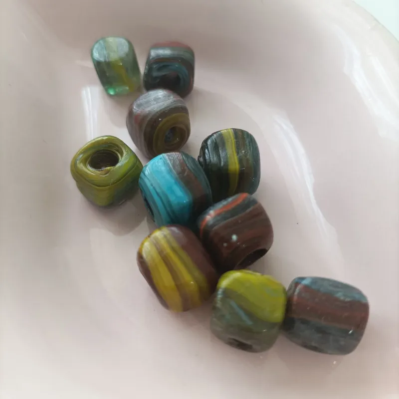 Lonjew Handmade Glass Beads Marbling Color HM1012 Square 10Pcs 10mm 2