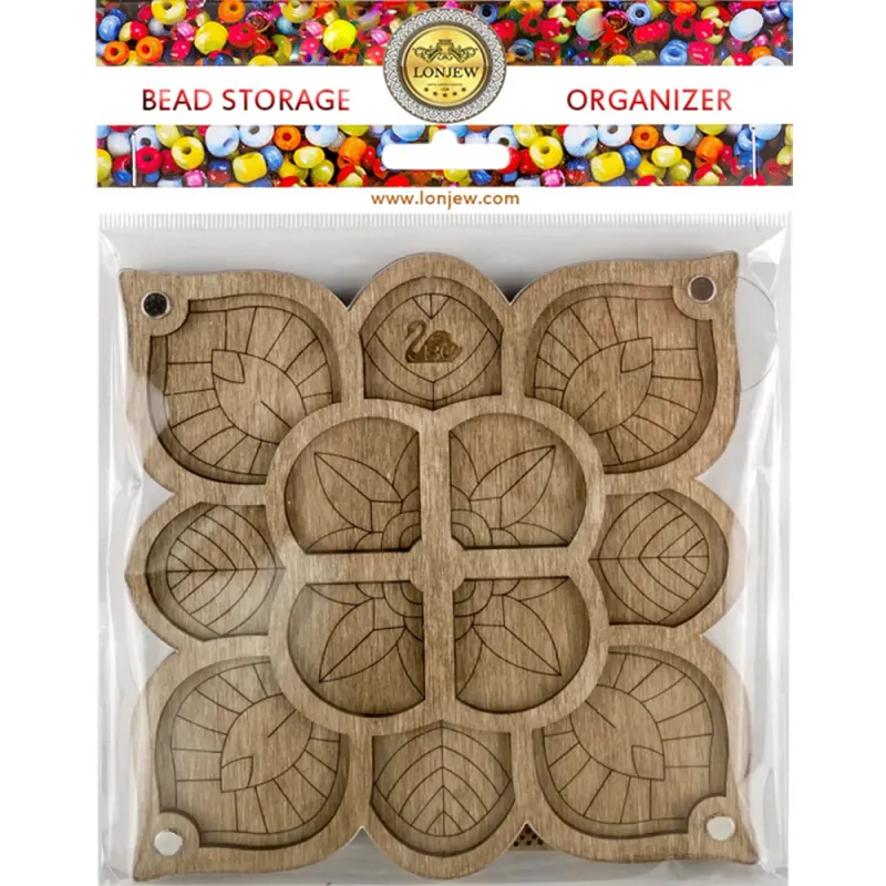 Lonjew Wood Bead Box With Lid And Needle Magnet 10
