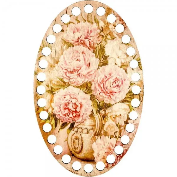 Pink Carnation Blossom Themed Wooden Art Painted Thread Embroidery Separator, Thread Organizer