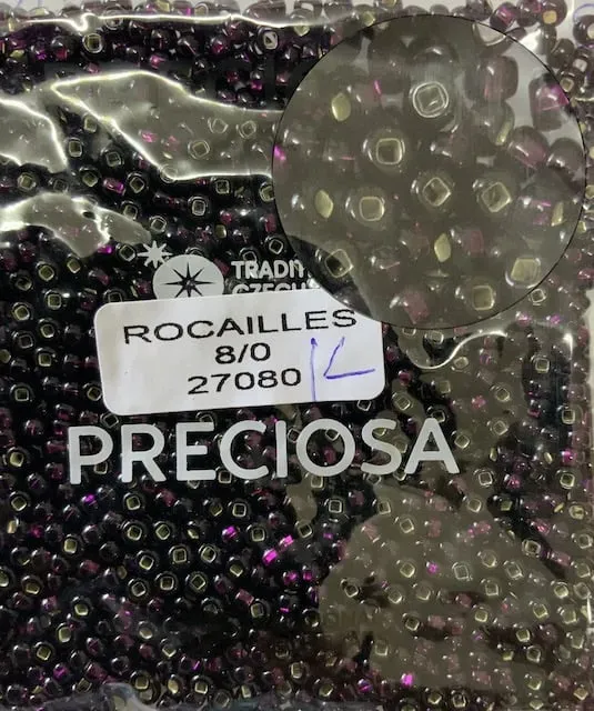 Preciosa Round Seed Beads 27080 8/0 3.5 Oz Square