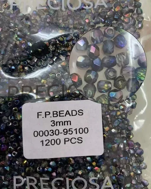 Preciosa Fire Polished Beads FP 3mm 00030-95100 100 Pcs