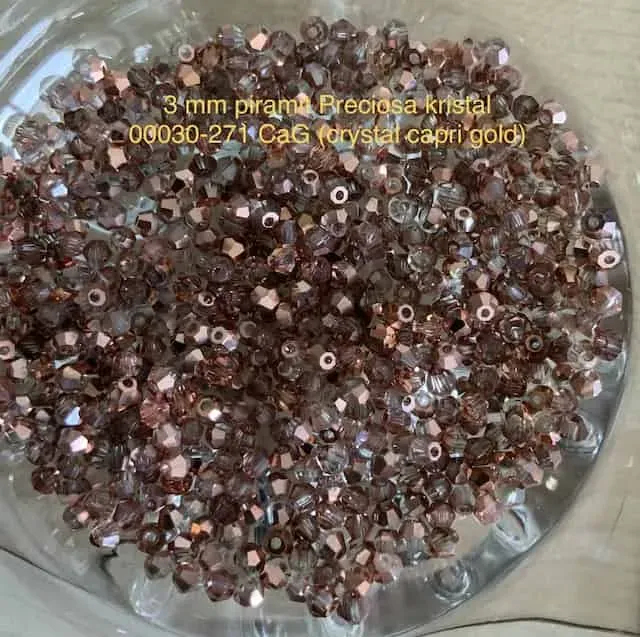 Preciosa Crystal Beads 3mm 00030-271 Capri Gold 110 Pcs Pyramid 2