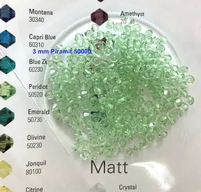 Preciosa Crystal Beads 3 mm 50000 Light Green 110 Pcs Pyramid 3