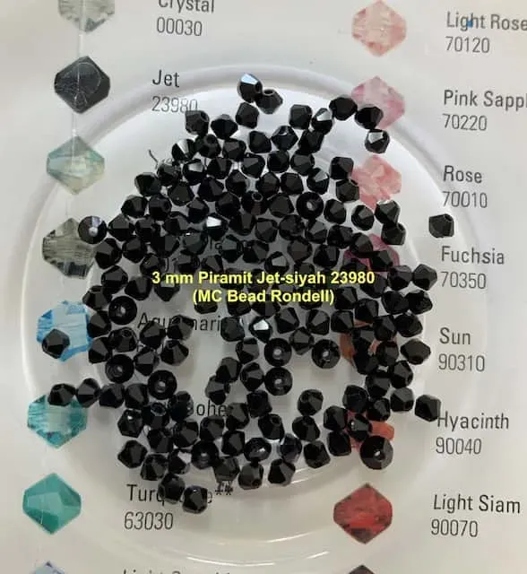 Preciosa Crystal Beads 3 mm 23980 Black 110 Pcs Pyramid 3