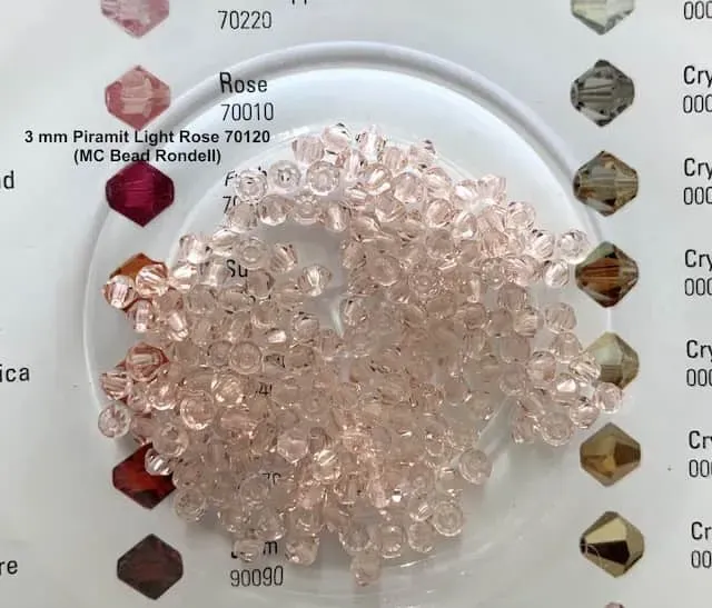Preciosa Crystal Beads 3 mm 70120 Light Rose 110 Pcs Pyramid 3
