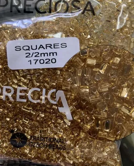 Preciosa Squares-RH Round Hole Beads 3.5 Oz 17020 2/2mm