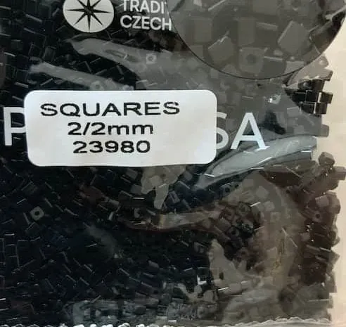 Preciosa Squares-RH Round Hole Beads 3.5 Oz 23980 2/2mm