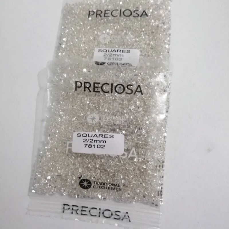 Preciosa Squares Round-RH Round Hole Beads 3.5 Oz 78102 2/2mm 4