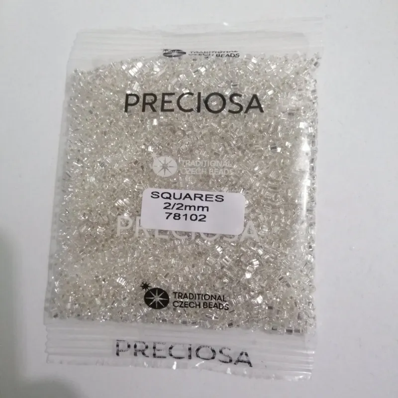 Preciosa Squares Round-RH Round Hole Beads 3.5 Oz 78102 2/2mm