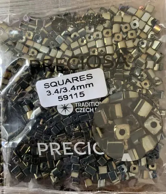 Preciosa Squares-RH Round Hole Beads 3.5 Oz 59115 3.4/3.4mm