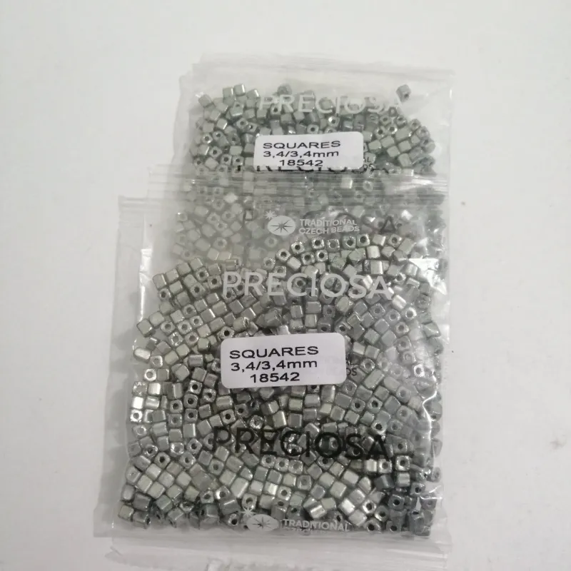 Preciosa Squares-RH Round Hole Beads 3.5 Oz 18542 3.4/3.4 mm 3
