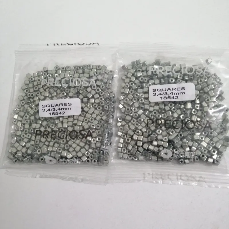 Preciosa Squares-RH Round Hole Beads 3.5 Oz 18542 3.4/3.4 mm 4