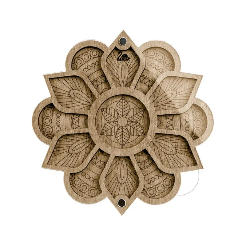 Lonjew Bead Container Wood Flower with Needle Magnet 10