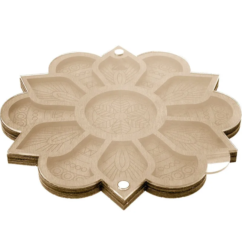 Lonjew Bead Container Wood Flower with Needle Magnet 9