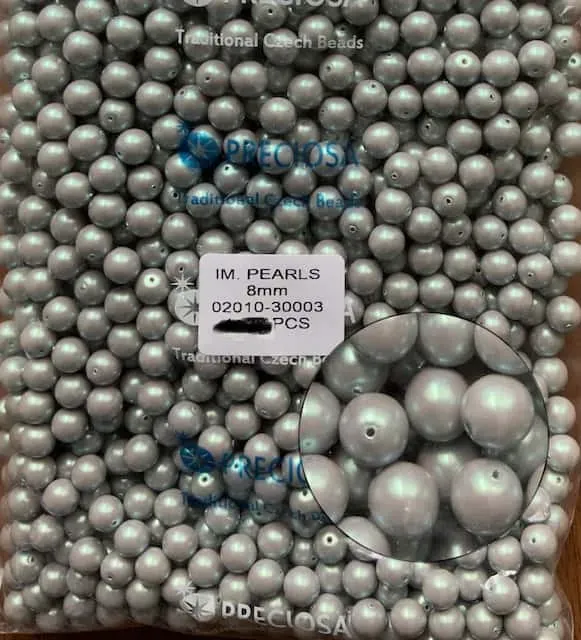 Preciosa Pearl Beads 8mm 02010-30003 100 Pcs
