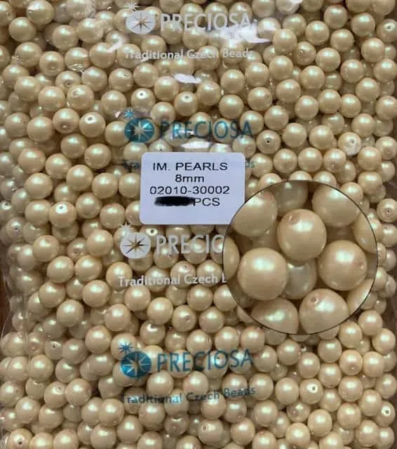 Preciosa Pearl Beads 8mm 02010-30002 100 Pcs