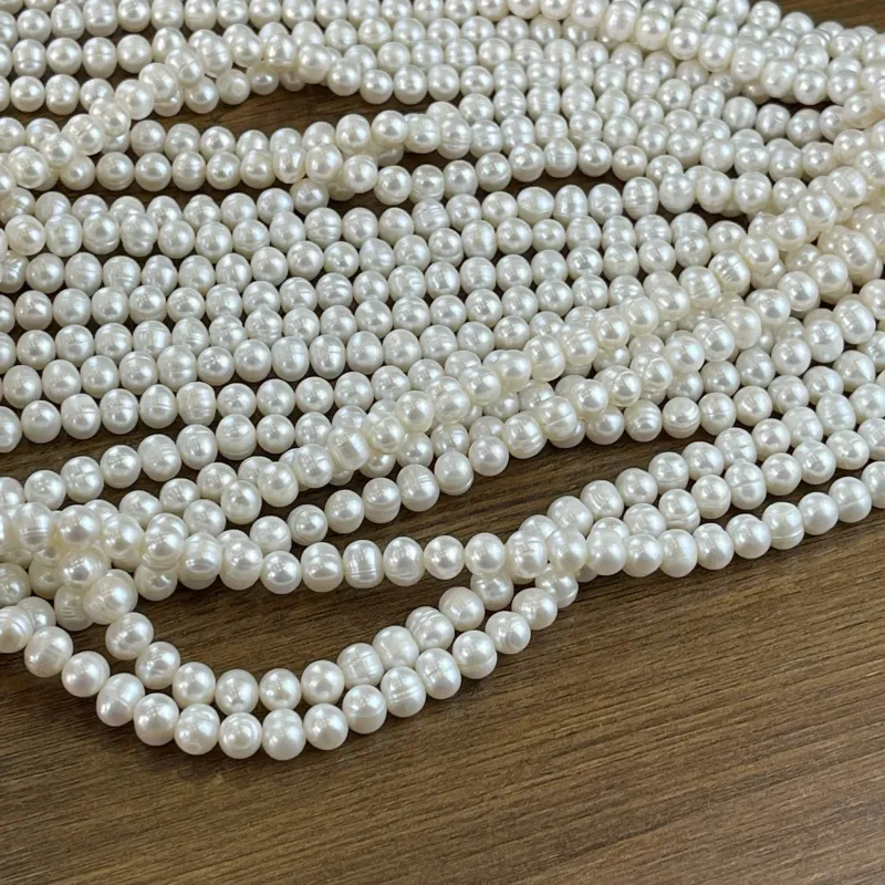 Lonjew Real Pearls 7-7.5mm A Grade Quality Approx 57 Pcs One Strand 10