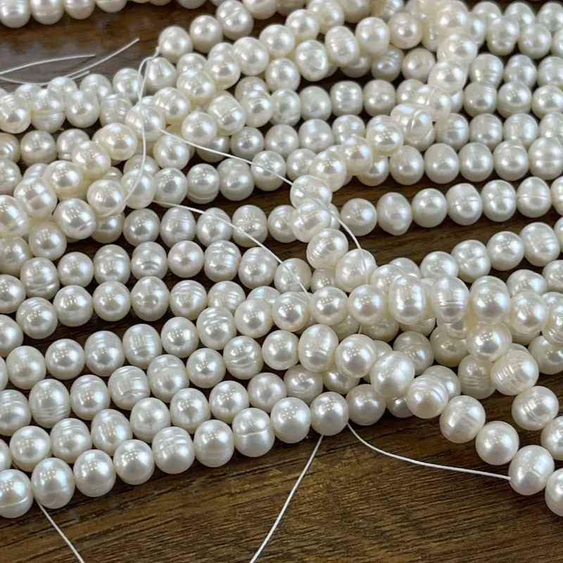 Lonjew Real Pearls 7-7.5mm A Grade Quality Approx 57 Pcs One Strand — photo 12
