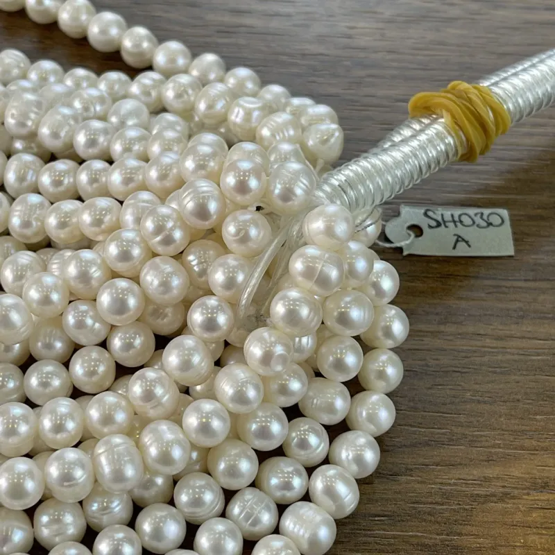 Lonjew Real Pearls 7-7.5mm A Grade Quality Approx 57 Pcs One Strand — photo 19