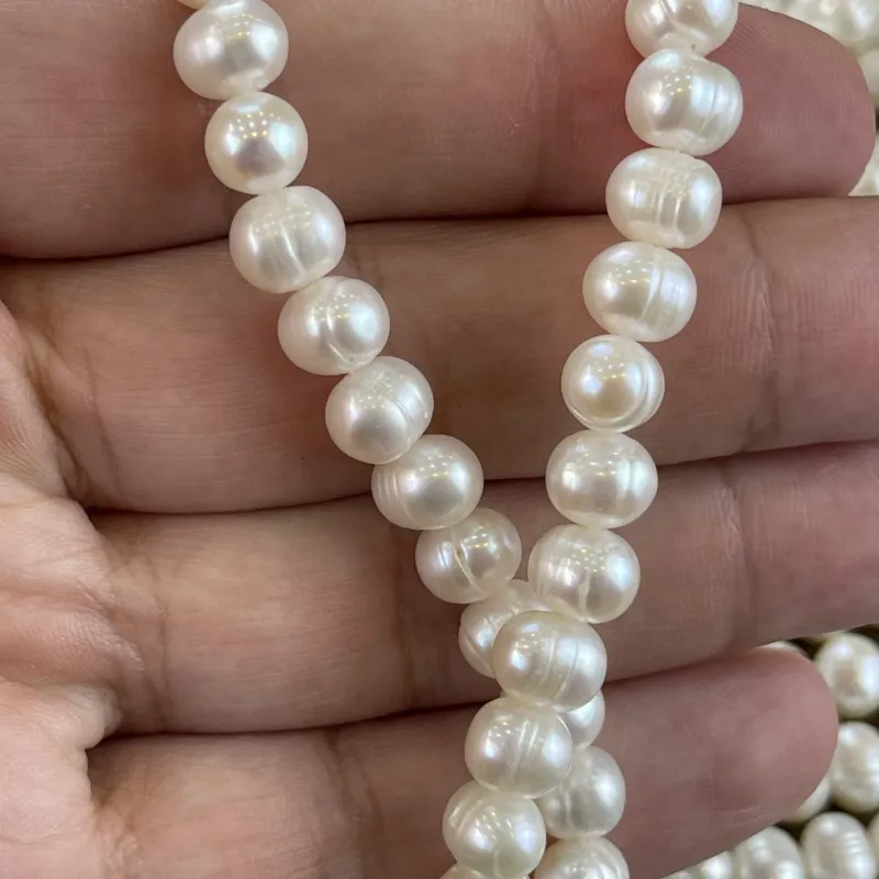Lonjew Real Pearls 7-7.5mm A Grade Quality Approx 57 Pcs One Strand — photo 22