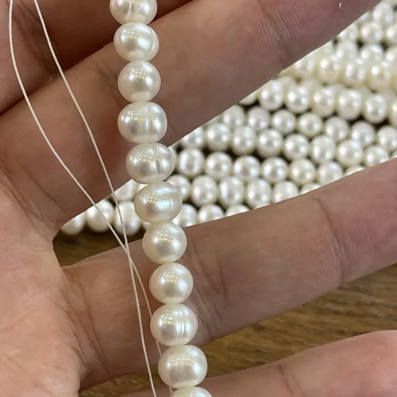 Lonjew Real Pearls 7-7.5mm A Grade Quality Approx 57 Pcs One Strand — photo 23