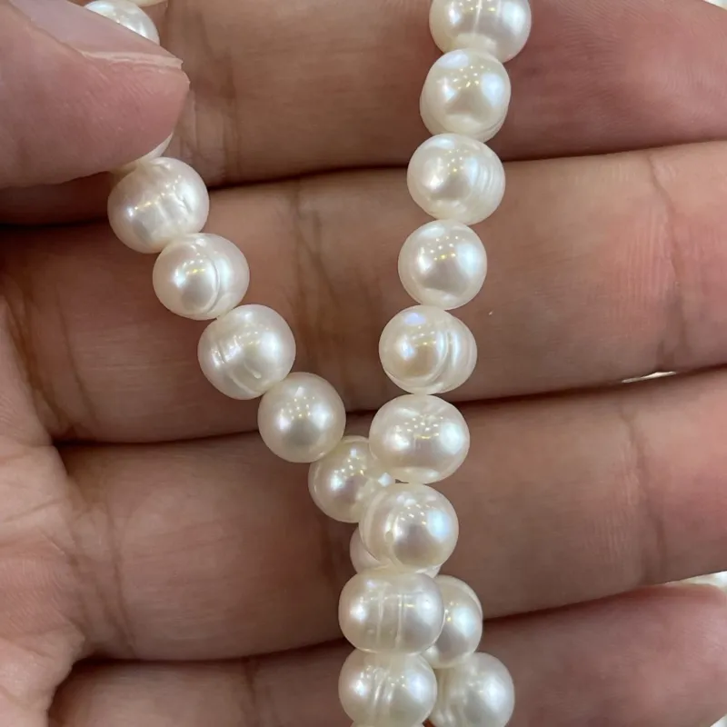 Lonjew Real Pearls 7-7.5mm A Grade Quality Approx 57 Pcs One Strand — photo 25