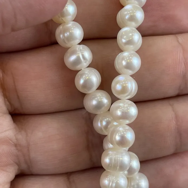 Lonjew Real Pearls 7-7.5mm A Grade Quality Approx 57 Pcs One Strand — photo 27