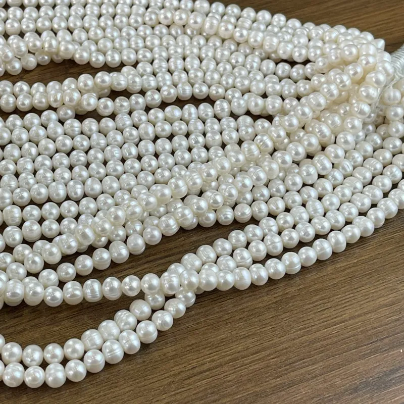 Lonjew Real Pearls 7-7.5mm A Grade Quality Approx 57 Pcs One Strand 9