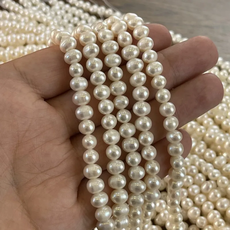 Lonjew Real Pearls 6.5-7mm A Grade Quality Approx 63 Pcs One Strand 10