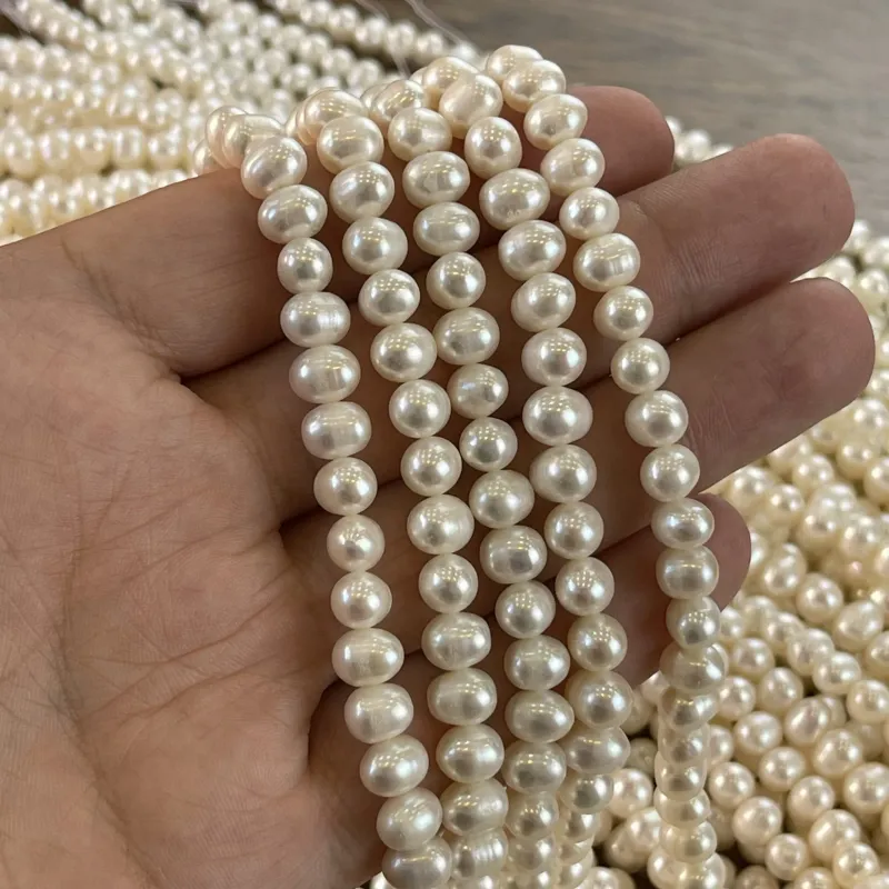 Lonjew Real Pearls 6.5-7mm A Grade Quality Approx 63 Pcs One Strand 9