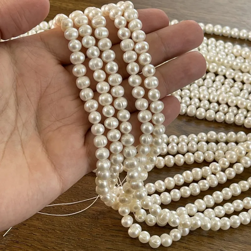 Lonjew Real Pearls 7.5-8mm A Grade Quality Approx 53 Pcs One Strand 3