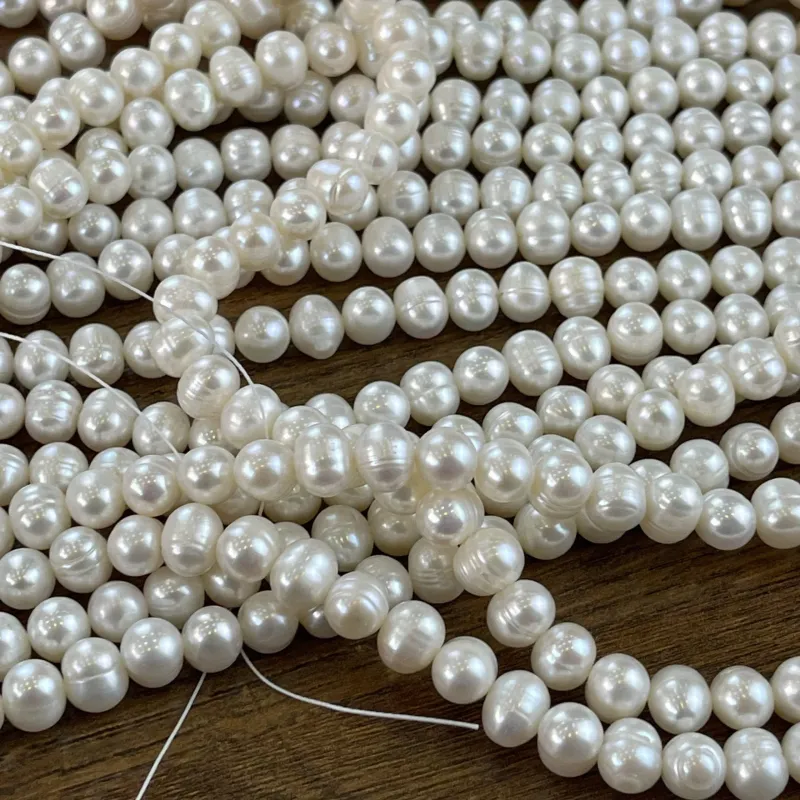Lonjew Real Pearls 7.5-8mm A Grade Quality Approx 53 Pcs One Strand 5