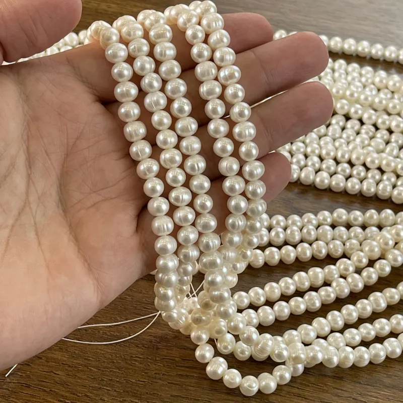Lonjew Real Pearls 7.5-8mm A Grade Quality Approx 53 Pcs One Strand 9
