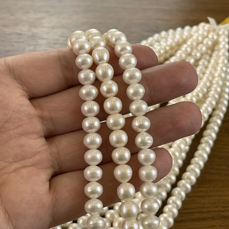 Lonjew Real Pearls 9-10mm B+ Grade Quality Approx 51 Pcs One Strand 10
