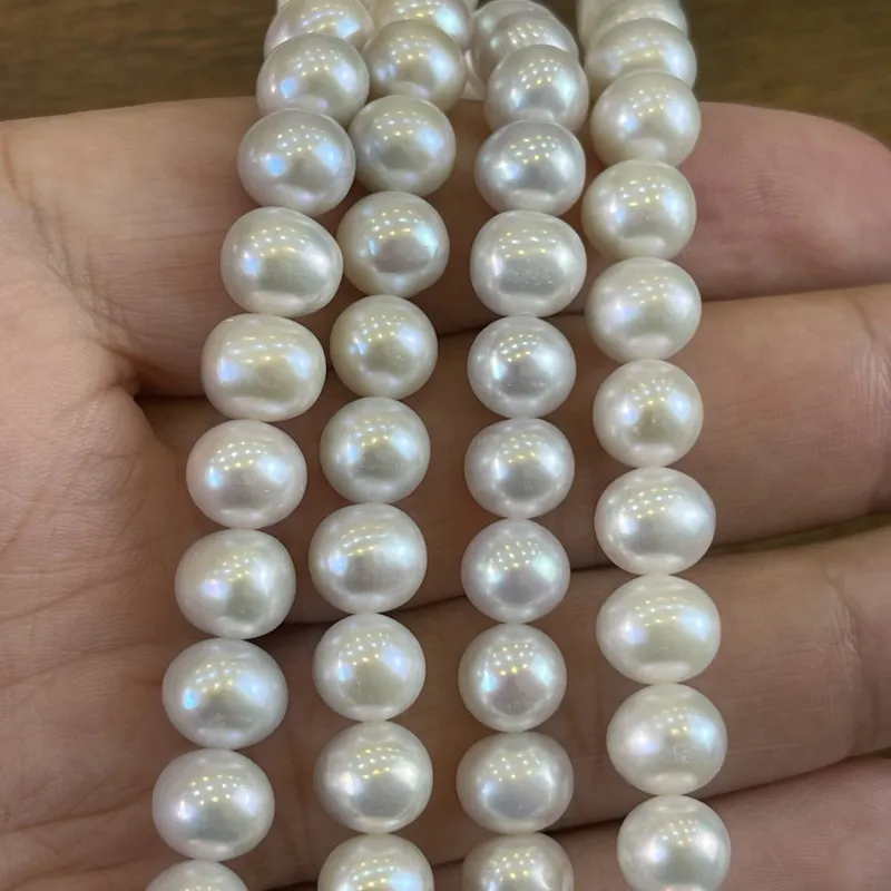Lonjew Real Pearls 8-8.5mm AA Grade Quality Approx 50 Pcs One Strand AN045 Gray 7