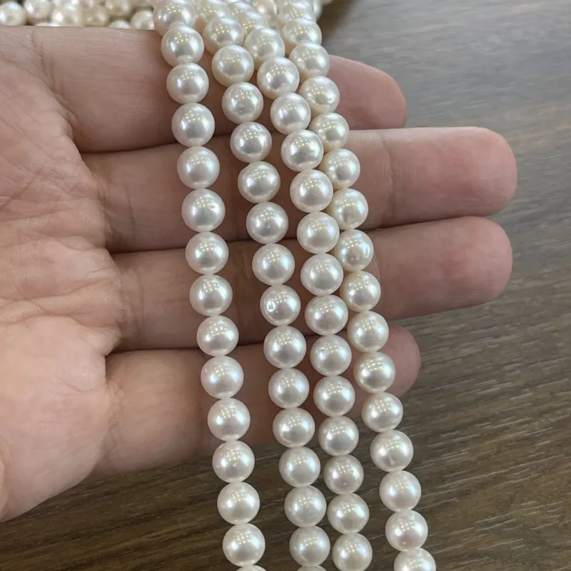 Lonjew Real Pearls 7.5-8mm AA Grade Quality Approx 53 Pcs One Strand AN075 — photo 13