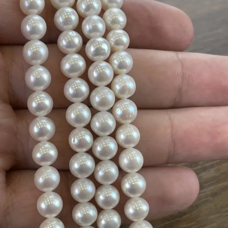Lonjew Real Pearls 7.5-8mm AA Grade Quality Approx 53 Pcs One Strand AN075