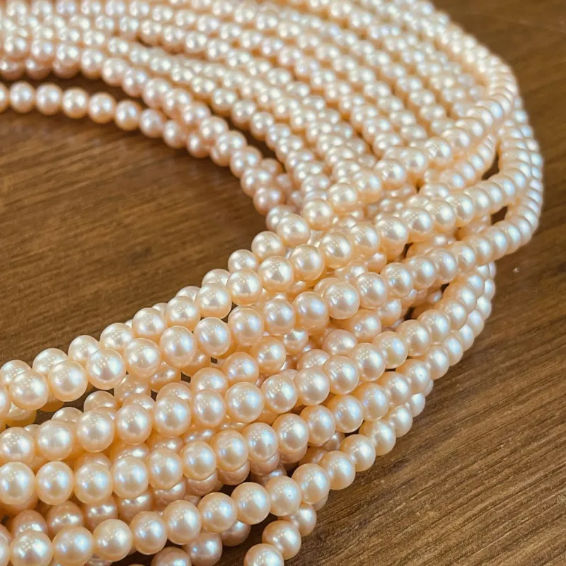 Lonjew Real Pearls 5-5.5mm AAA Grade Quality Approx 76 Pcs One Strand (Pink Color) 2