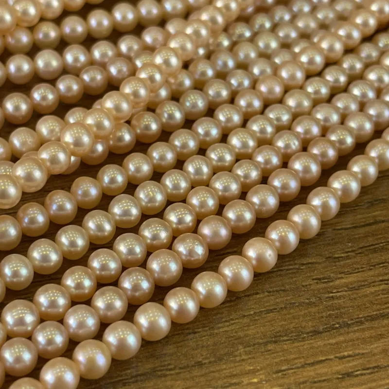 Lonjew Real Pearls 5-5.5mm AAA Grade Quality Approx 76 Pcs One Strand (Pink Color) 6