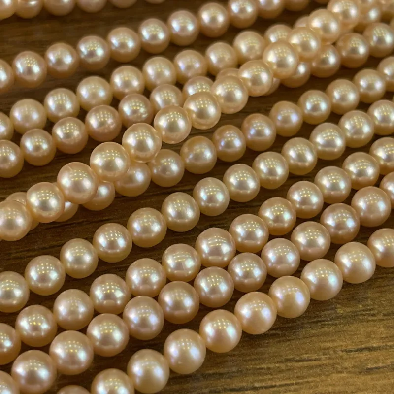 Lonjew Real Pearls 5-5.5mm AAA Grade Quality Approx 76 Pcs One Strand (Pink Color) 7